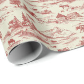 Rot-Creme-Toile eines Vintagen Landgutes Geschenkpapier (Rolleneckpunkt)