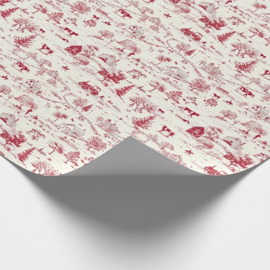 Rot-Creme-Toile in einer Landschaft Geschenkpapier (Ecke)