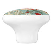 Rot, Creme und grüne Chinoiserie Keramikknauf (Seitenansicht)