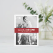 Rot damals und jetzt FotoCollage Abschluss Postkarte (Stehend Vorderseite)