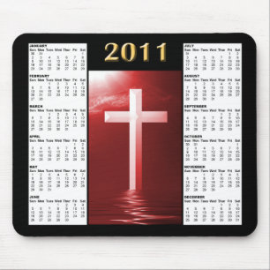 Rot, das den Kalender Mousepad des Kreuz-2011