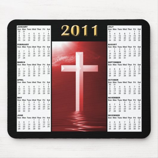 Rot, das den Kalender Mousepad des Kreuz-2011 (Vorne)