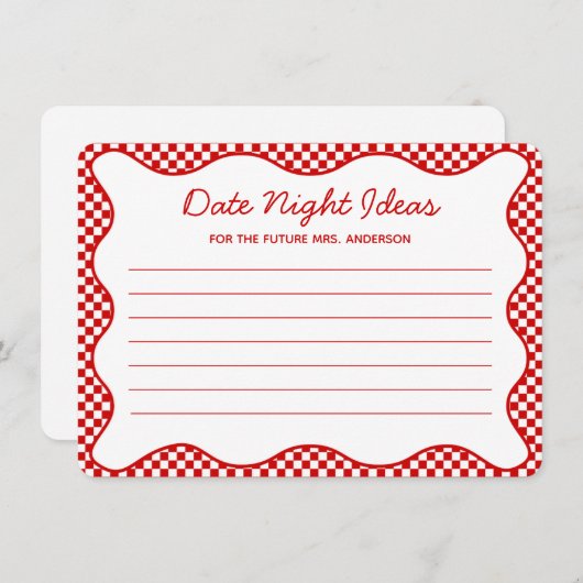 Rot, das ist noch mehr Brautparty Date Night Ideas Mitteilungskarte (Vorne/Hinten)