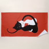 Rot, das Liebe-Katzen umarmt Strandtuch (Vorderseite)