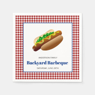 Rot der Hinterhof-Grill-Würstchen-  überprüft Serviette