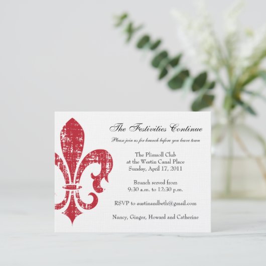 Rot der Hochzeits-Informations-Karten-| New Begleitkarte (Stehend Vorderseite)