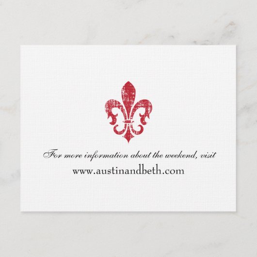 Rot der Hochzeits-Informations-Karten-| New Begleitkarte (Rückseite)