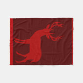 Rot der Rotwild-Hirsch-Silhouette | Burgunder Fleecedecke (Vorderseite (Horizontal))