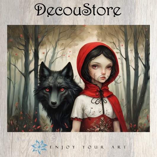 Rot & der Wolf Dekoupage Seidenpapier