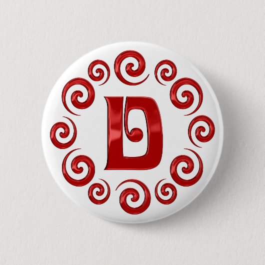 Rot des Monogramm-Buchstabe-D Button (Vorderseite)