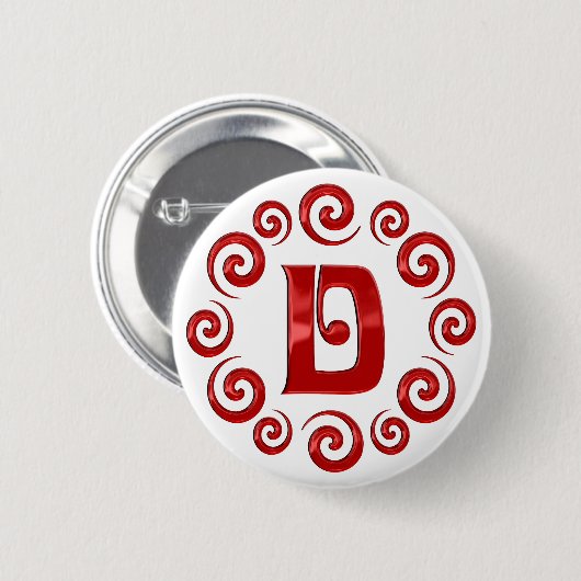 Rot des Monogramm-Buchstabe-D Button (Vorne & Hinten)