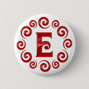 Rot des Monogramm-Buchstabe-E Button