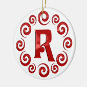 Rot des Monogramm-Buchstabe-R Keramikornament (Links)