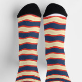 Rot Dk Blau Creme Wellig   Socken (Oben)