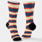 Rot Dk Blau Creme Wellig   Socken (Gewinkelt)