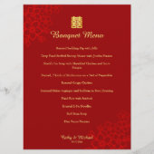 Rot Doppelfröhlichkeit Blumenzehen Chinesisch Hoch Menükarte (Vorderseite)