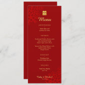 Rot Doppelfröhlichkeit Blumenzehen Chinesisch Hoch Menükarte (Vorne/Hinten)