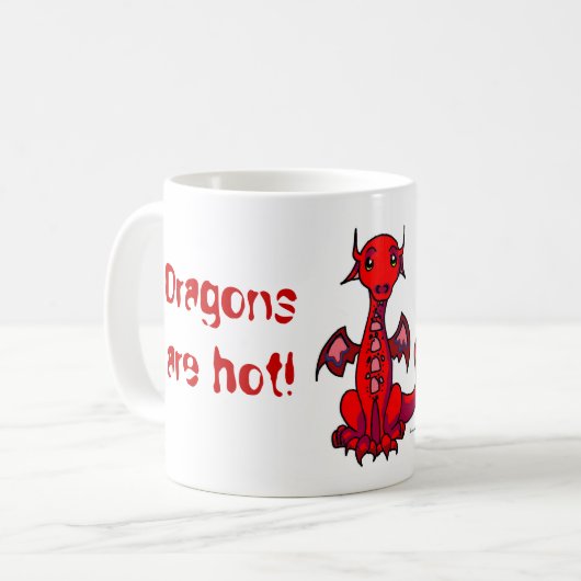 Rot, Drachen sind heiß! Kaffeetasse (Vorderseite Links)