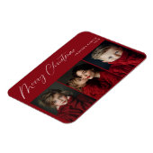 Rot Drei Foto Weihnachtsfeiertagsdesign Magnet (Linke Seite)