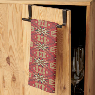 Rot Dunkelbraun Beige Rost Orange Stammeskunst Geschirrtuch