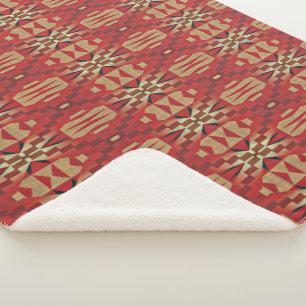 Rot Dunkelbraun Beige Rost Orange Stammeskunst Sherpadecke