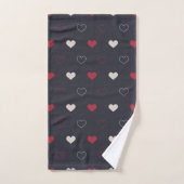 Rot & dunkles Herz Nahtloses Muster Cute Minimal Badhandtuch Set (Handtuch)