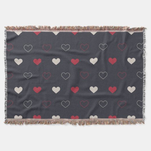 Rot & dunkles Herz Nahtloses Muster Cute Minimal Decke (Vorderseite)