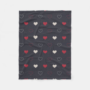 Rot & dunkles Herz Nahtloses Muster Cute Minimal Fleecedecke