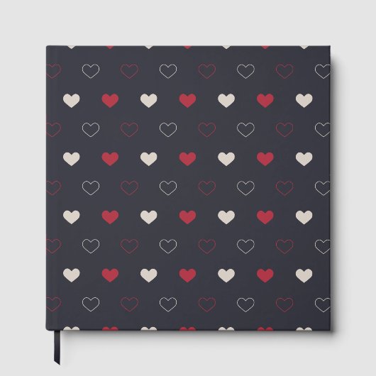 Rot & dunkles Herz Nahtloses Muster Cute Minimal Gästebuch (Vorderseite)