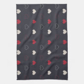 Rot & dunkles Herz Nahtloses Muster Cute Minimal Geschirrtuch (Vertikal)