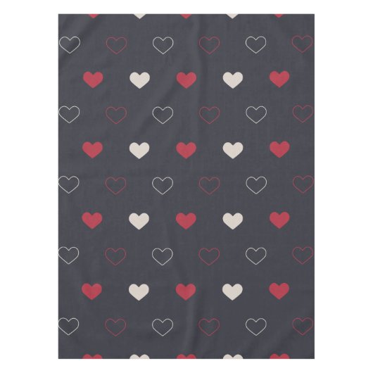 Rot & dunkles Herz Nahtloses Muster Cute Minimal Tischdecke (Vorderseite)