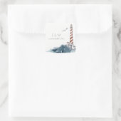 ROT DUSKY BLAUE LIGHTHOUSE MEA MONOGRAM WEDD QUADRATISCHER AUFKLEBER (Tasche)