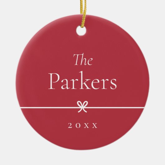 Rot | Einfaches Minimal Bow-Foto Keramik Ornament (Vorne)