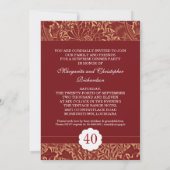 Rot elegante Retro Hochzeitstag Einladungen (Rückseite)