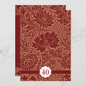 Rot elegante Retro Hochzeitstag Einladungen (Vorne/Hinten)