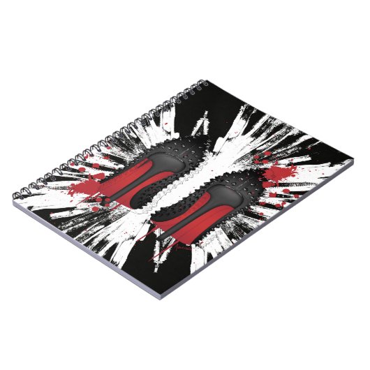 Rot erreicht Stilettschuh-Heelsspritzen u. Notizblock (Linke Seite)