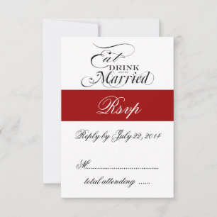 Rot Essen, Trinken, Seien Verheiratet Hochzeit RSV RSVP Karte