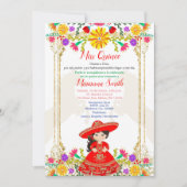 Rot farbenfroh mexikanische Flora Quinceñera Invit Einladung (Vorderseite)