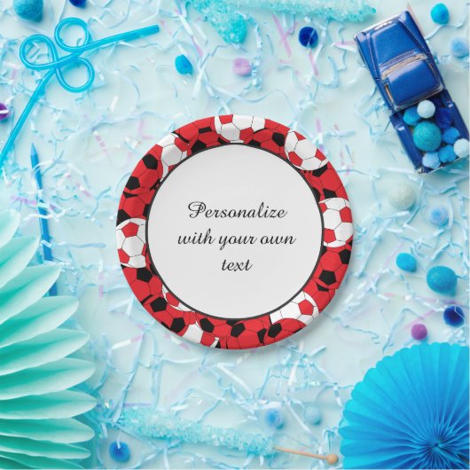 Rot farbige Fußbälle Pappteller (Party)