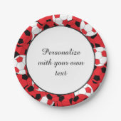 Rot farbige Fußbälle Pappteller (Vorderseite)