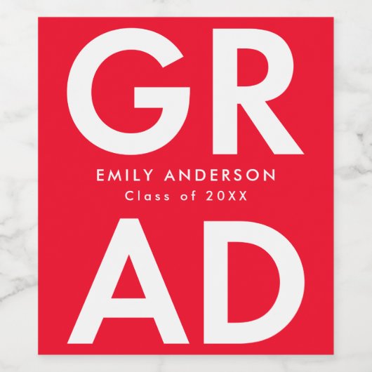 Rot | Fett Grad Abschluss Weinetikett (Einzelnes Label)