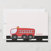 Rot, Feuerwehrwagen Boys zum Geburtstag Einladung (Rückseite)