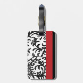 Rot-Flora-Damast Gepäckanhänger (Rückseite vertikal)