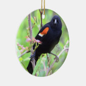 Rot-Flügel-Schwarzvogel-Ornament Keramik Ornament (Rechts)