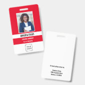 ROT | Foto Mitarbeiter-Logo oder QR CODE-Sicherhei Ausweis (Vorder- & Rückseite)