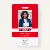 ROT | Foto Mitarbeiter-Logo oder QR CODE-Sicherhei Ausweis (Vorderseite)