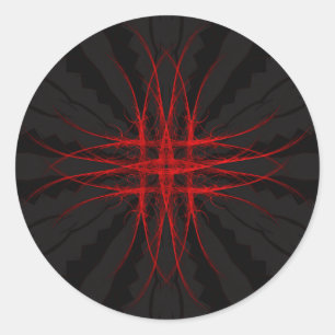 Rot ~ Fraktal-Aufkleber Runder Aufkleber