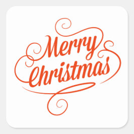Rot fröhlich Weihnachtstypografie Quadratischer Aufkleber