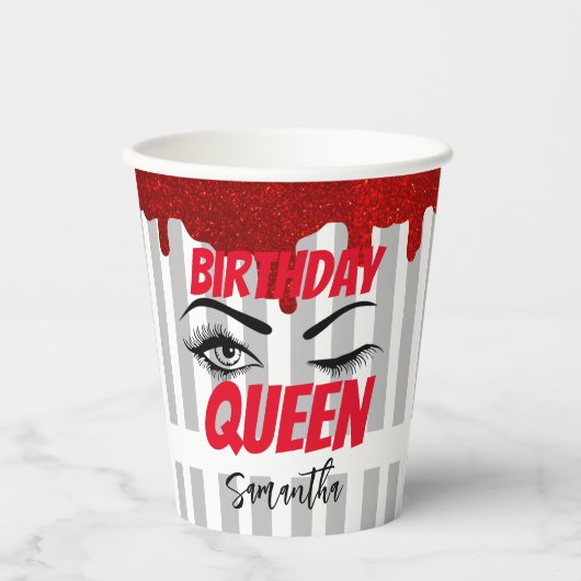 Rot Funkelnd Geburtstag 18. Geburtstag | 21. | 40. Pappbecher (Vorderseite)