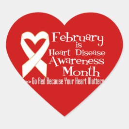 Rot für den Monat der Bewusstseinsbildung bei Herz Herz-Aufkleber